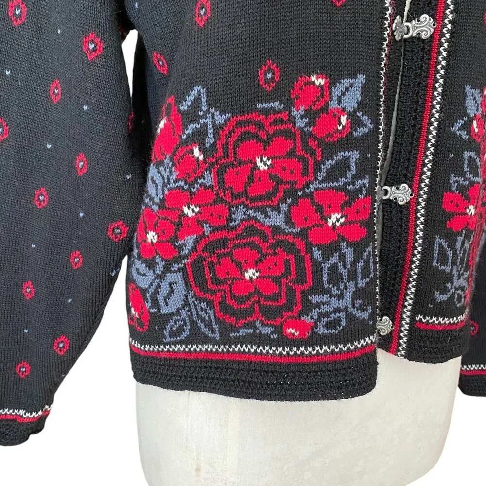 Dale of Norway Casual Collection 100% Pure Wool Cardigan Floral Cottagecore-M_2